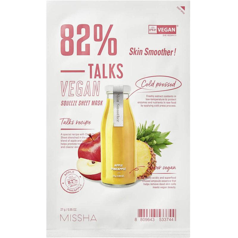 Missha Talks Vegan Squeeze Sheet Mask Skin Smoother