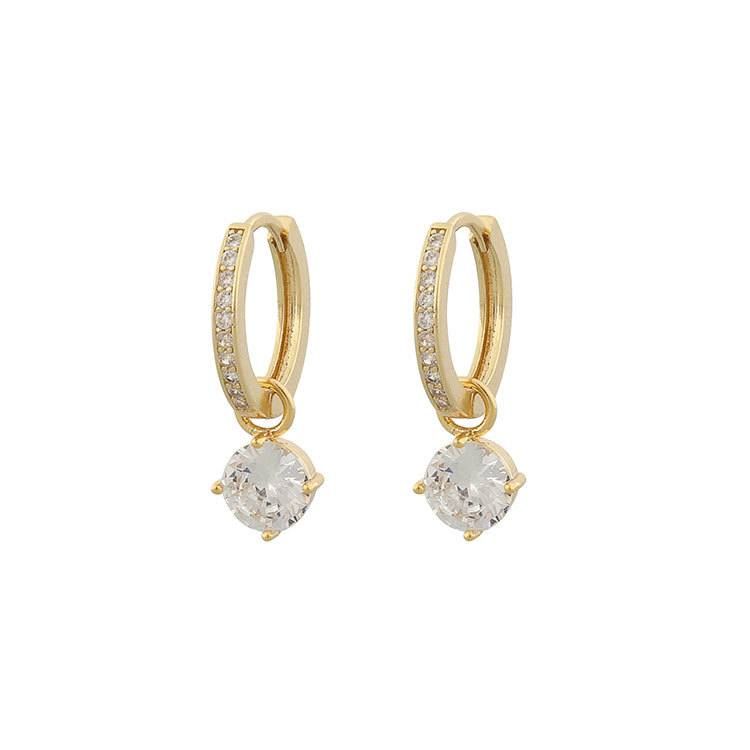 Snö Of Sweden Rola Round Ring Earring Gold/Clear 14 mm
