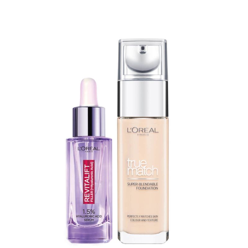 L’Oreal Paris Hyaluronic Acid Filler Serum and True Match Hyaluronic Acid Foundation Duo (Various Shades) - 1.5N Linen