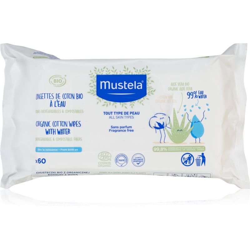 Mustela BIO Organic Cotton Wipes lasten kosteuspyyhkeet 60 kpl