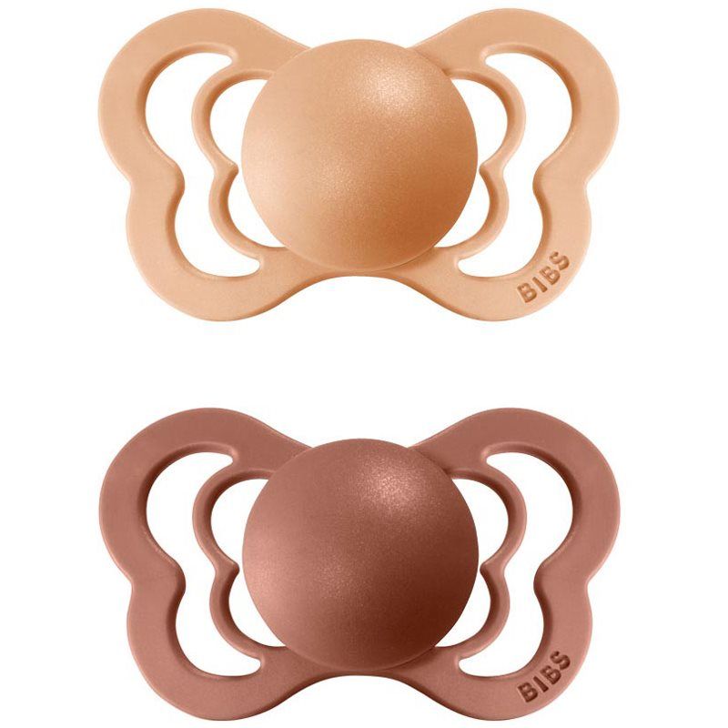 BIBS Couture Natural Rubber Size 1: 0+ months tutti Peach / Woodchuck 2 kpl