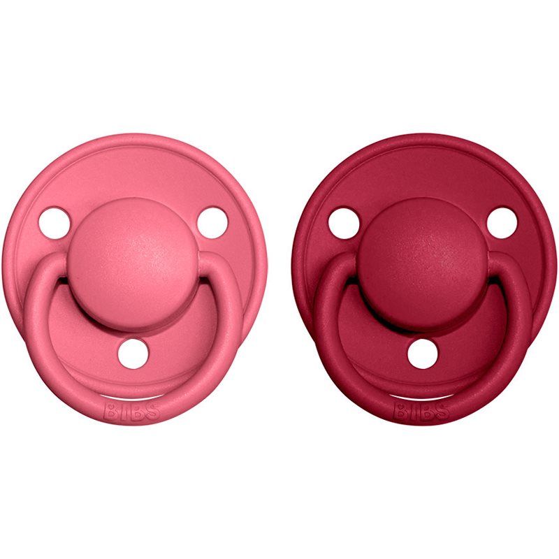 BIBS De Lux Natural Rubber Size 1: 0+ months tutti Coral / Ruby 2 kpl