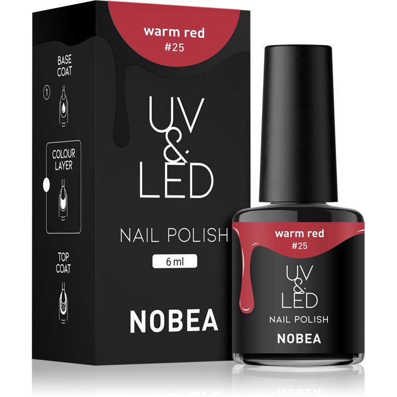 NOBEA UV & LED Nail Polish geelikynsilakka – UV/LED-lamppu tarvitaan Kiiltävä Sävy Warm red #25 6 ml
