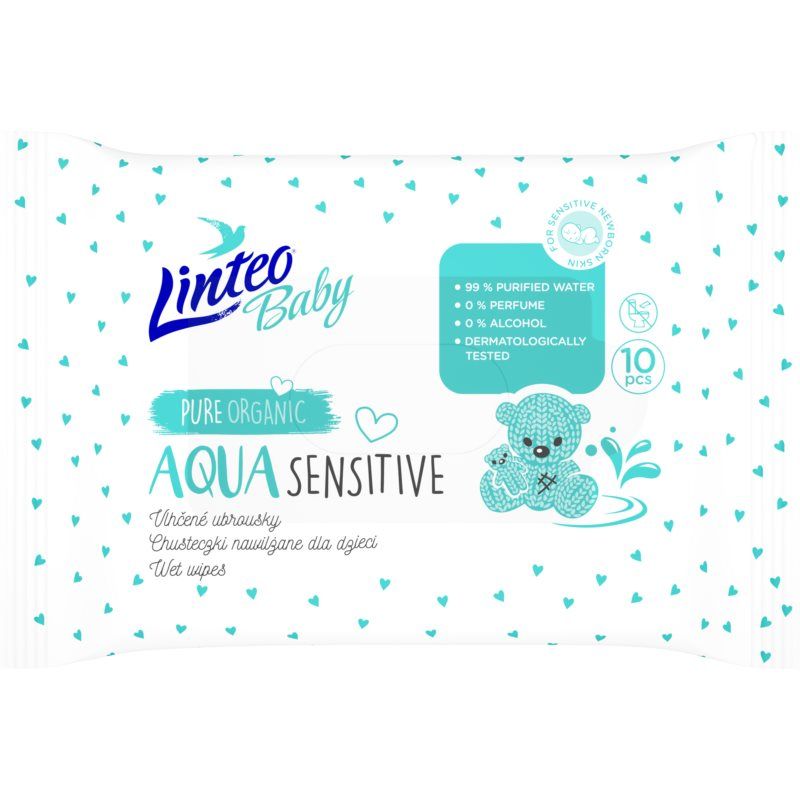 Linteo Baby Aqua Sensitive hellävaraiset vauvan kosteuspyyhkeet 10 kpl
