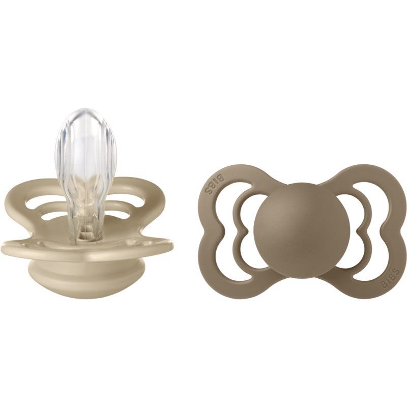 BIBS Supreme Silicone Size 2: 6+ months tutti Vanilla / Dark Oak 2 kpl