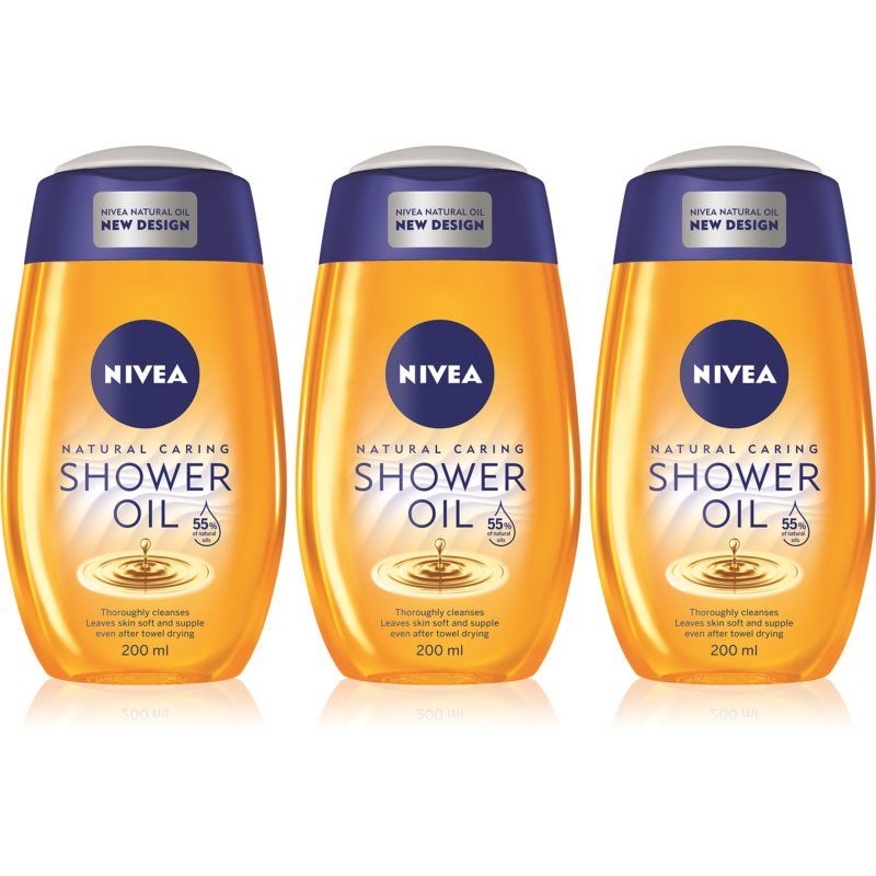 Nivea Natural Caring Suihkuöljy 3 x 200 ml (Kuivalle Iholle)