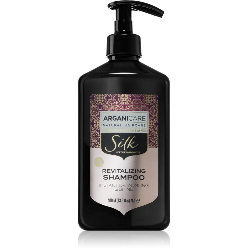 Arganicare Silk Protein elävöittävä kiiltoshampoo elottomille hiuksille 400 ml