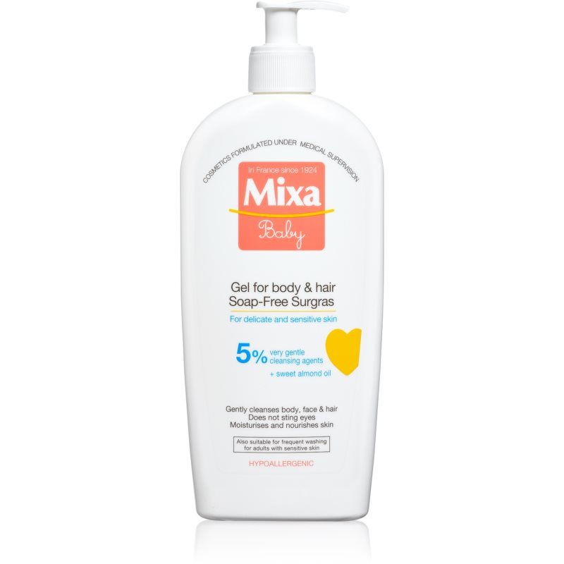 MIXA Baby suihkugeeli ja shampoo 2in1 Lapsille 400 ml