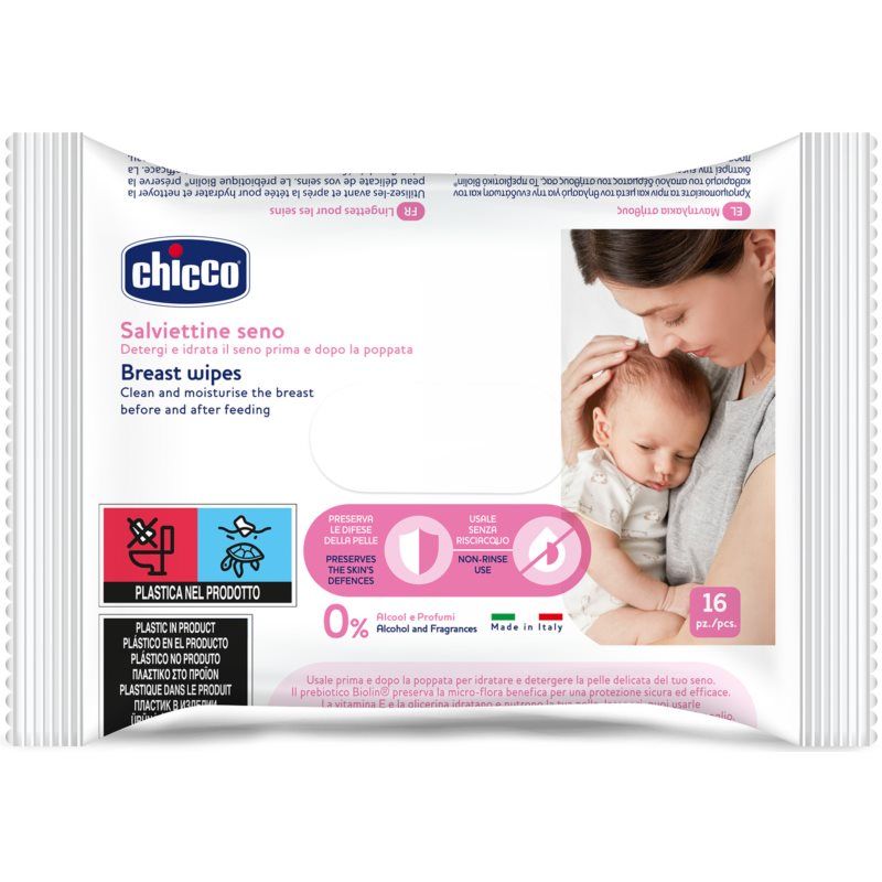 Chicco Breast Wipes puhdistavat kosteuspyyhkeet rinnoille 16 kpl