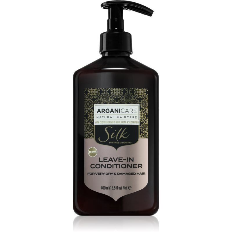 Arganicare Silk Protein Leave-In Conditioner hiuksiin jätettävä hoitoaine Erittäin kuiville Ja Vaurioituneille Hiuksille 400 ml