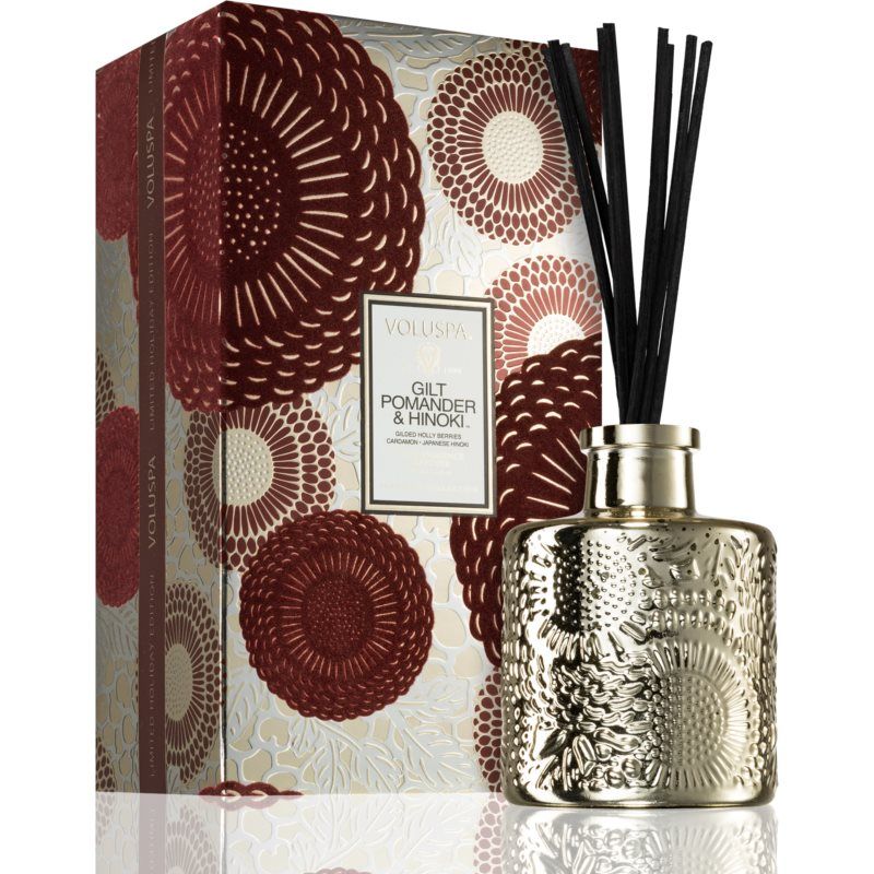 VOLUSPA Japonica Holiday Gilt Pomander & Hinoki aromadiffuuseri täytöllä 100 ml
