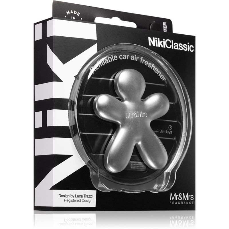 Mr & Mrs Fragrance Niki Fresh Air autotuoksu täytettävä Silver (matt) 1 kpl