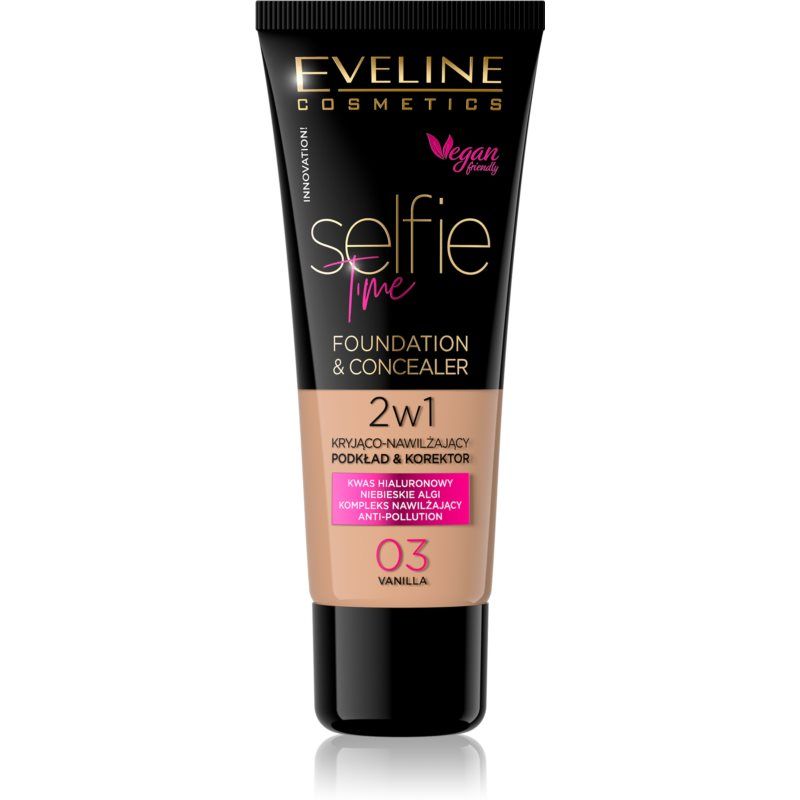 Eveline Cosmetics Selfie Time meikkivoide ja peitevoide 2in1 sävy 03 Vanilla 30 ml