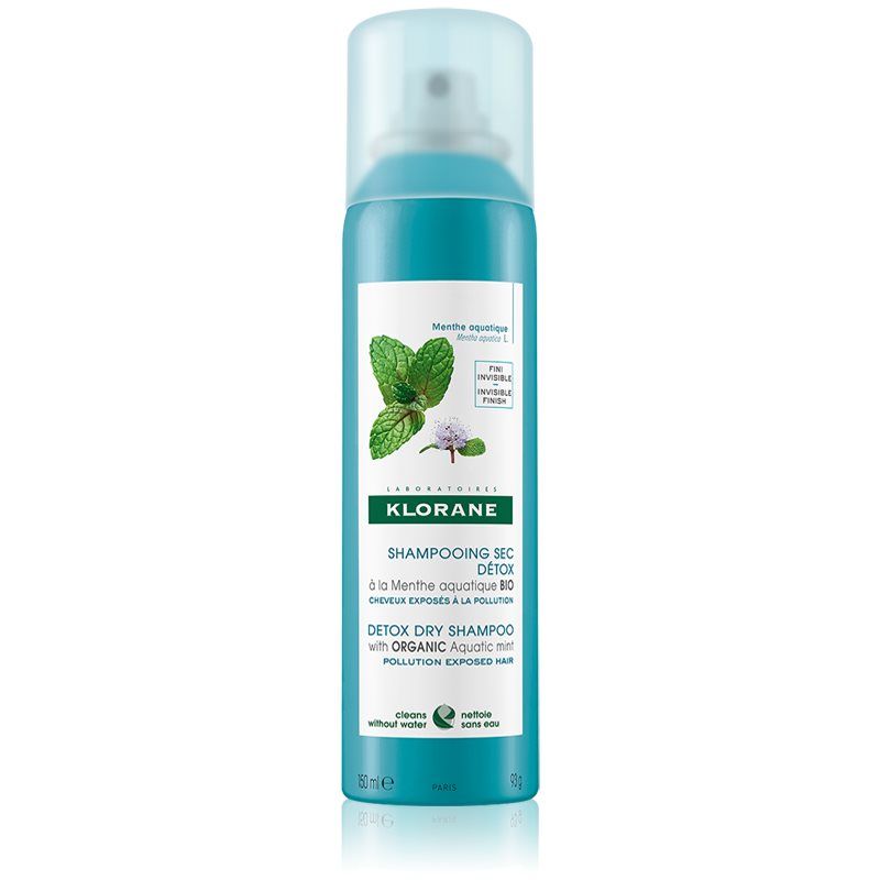 Klorane Organic Mint kuivashampoo ilmansaasteille altistuville hiuksille 150 ml