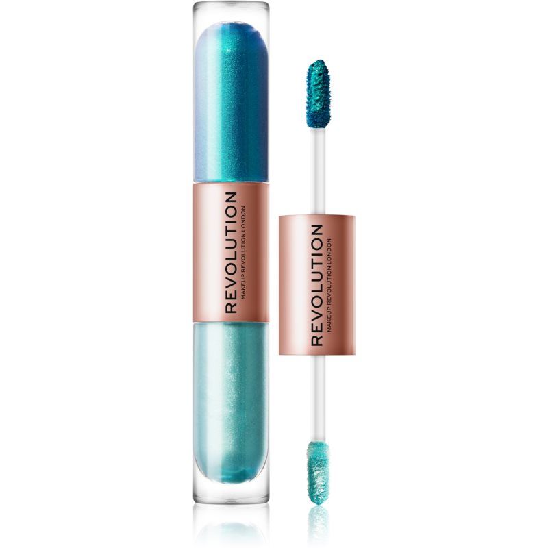 Makeup Revolution Double Up nestemäinen luomiväri 2in1 sävy Tranquillity Blue 2x2,2 ml