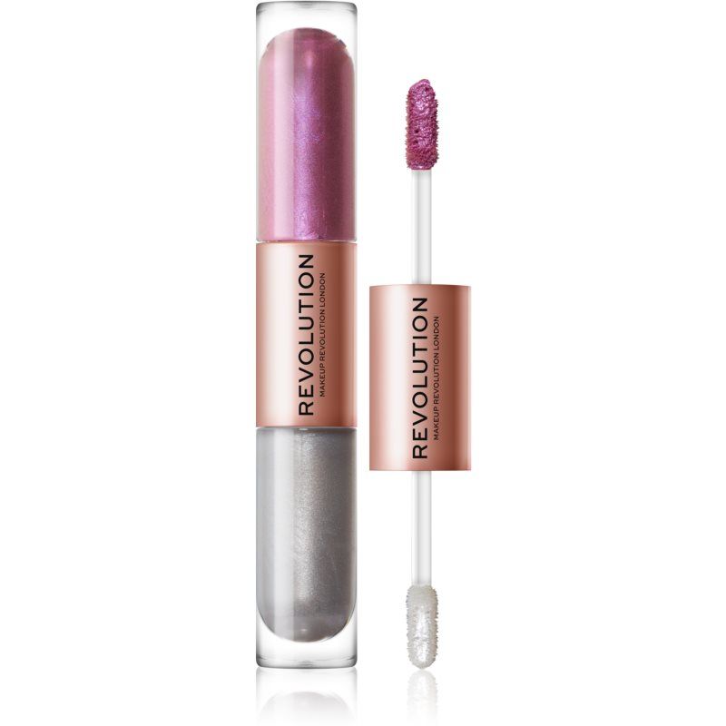 Makeup Revolution Double Up nestemäinen luomiväri 2in1 sävy Subliminal Lilac 2x2,2 ml