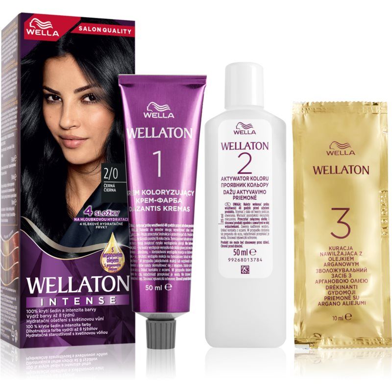Wella Wellaton Intense kestohiusväri sisältää arganöljyä sävy 2/0 Black 1 kpl