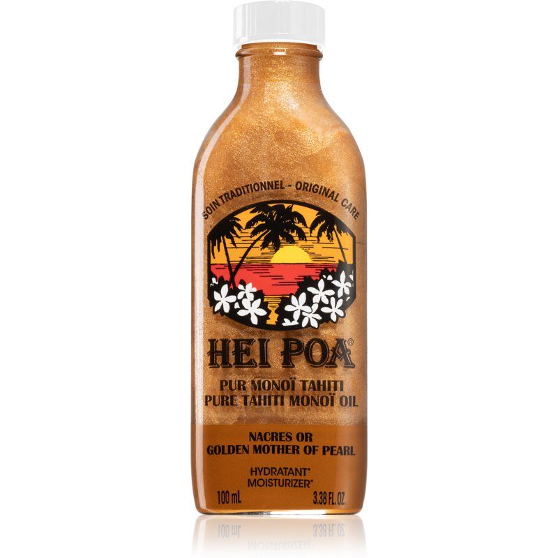 Hei Poa Pure Tahiti Monoï Oil Golden Mother of Pearl monikäyttöinen öljy sisältää kimalteita 100 ml