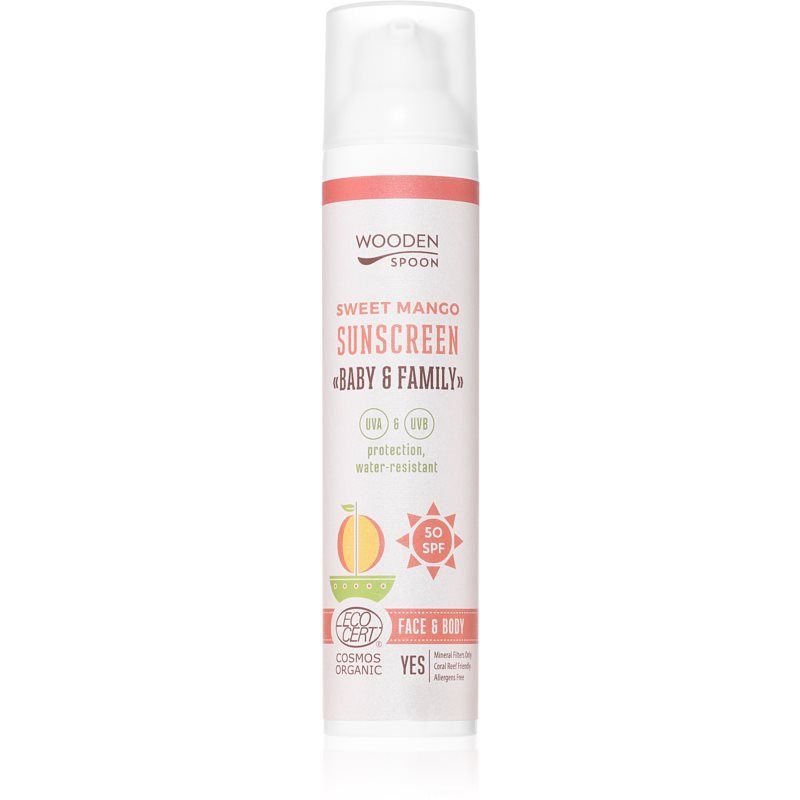 WoodenSpoon Baby & Family Sweet Mango aurinkosuojamaito koko perheelle SPF 50 100 ml