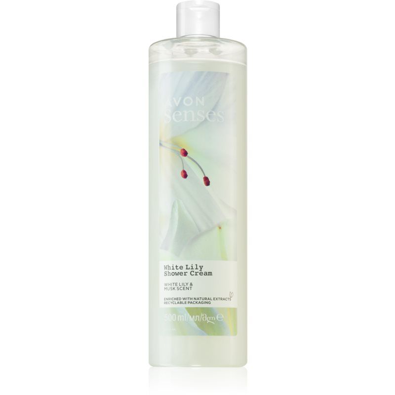 Avon Senses White Lily & Musk energisoiva suihkuvoide 500 ml