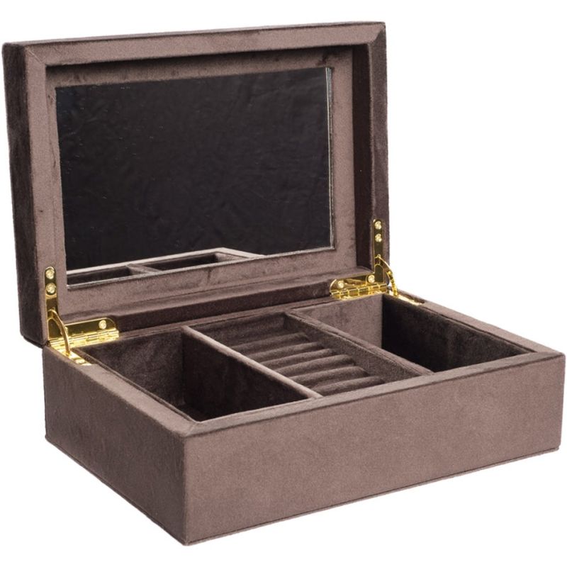 Dark Velvet Jewellery Box Large Chocolate Brown