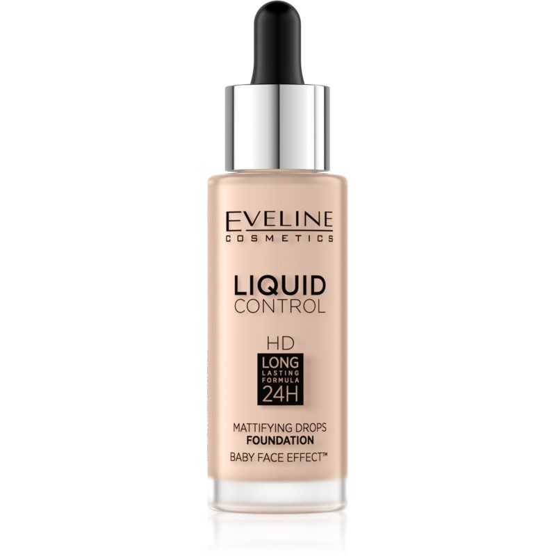 Eveline Cosmetics Liquid Control nestemäinen meikkivoide sisältää pipetin sävy 002 Soft Porcelain 32 ml