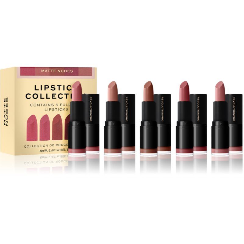 Revolution PRO Lipstick Collection huulipunasetti sävy Matte Nude 5 kpl