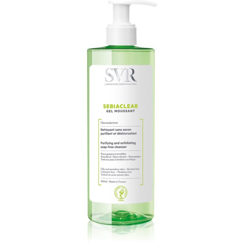 SVR Sebiaclear Gel Moussant vaahtoava puhdistusgeeli rasvoittuvalle ja ongelmaiholle 400 ml