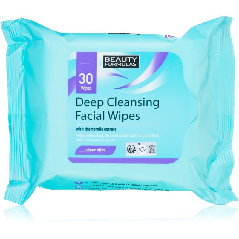 Beauty Formulas Clear Skin Deep Cleansing puhdistavat kosteuspyyhkeet rasvoittuvalle ja ongelmaiholle 30 kpl