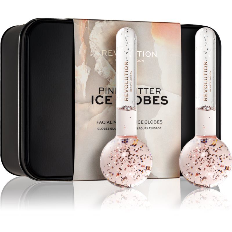Makeup Revolution Ice Globes Pink Glitter hierontaväline kasvoille 2 kpl