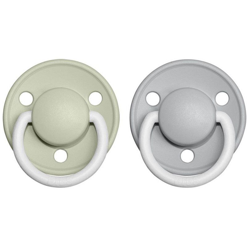 BIBS De Lux Natural Rubber Night Size 1: 0+ months tutti Sage / Cloud 2 kpl