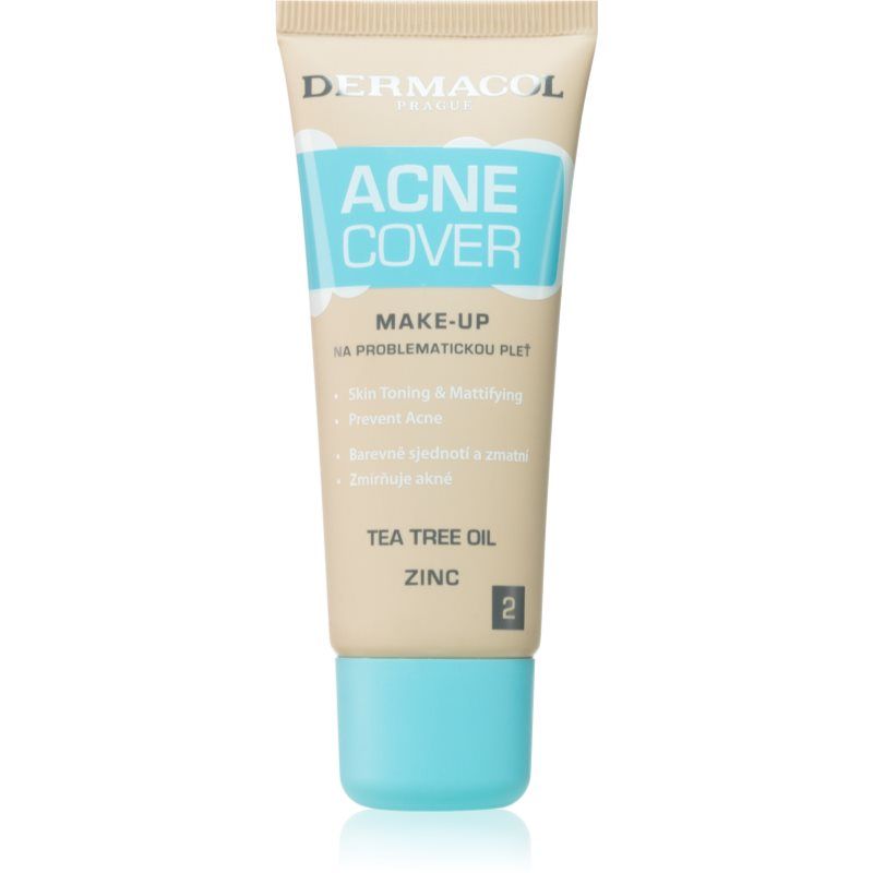 Dermacol Acne Cover rauhoittava meikkivoide sisältää teepuuöljyä sävy No. 2 30 ml
