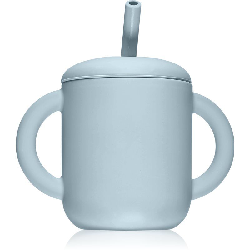 Mushie Training Cup with Straw kuppi sisältää pillin Powder-blue 175 ml