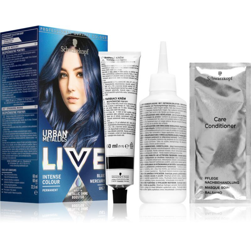 Schwarzkopf LIVE Urban Metallics kestohiusväri sävy U67 Blue Mercury 1 kpl