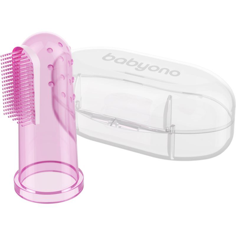 BabyOno Take Care First Toothbrush sormihammasharja lapsille sisältää kotelon Pink 1 kpl