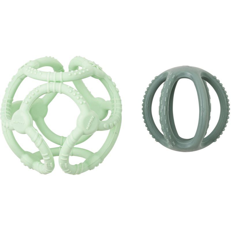 NATTOU Teether Silicone Ball 2 in 1 purulelu Mint 4 m+ 2 kpl