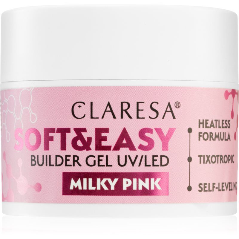 Claresa Soft&Easy Builder Gel pohjustusgeeli kynsiin sävy Milky Pink 45 g
