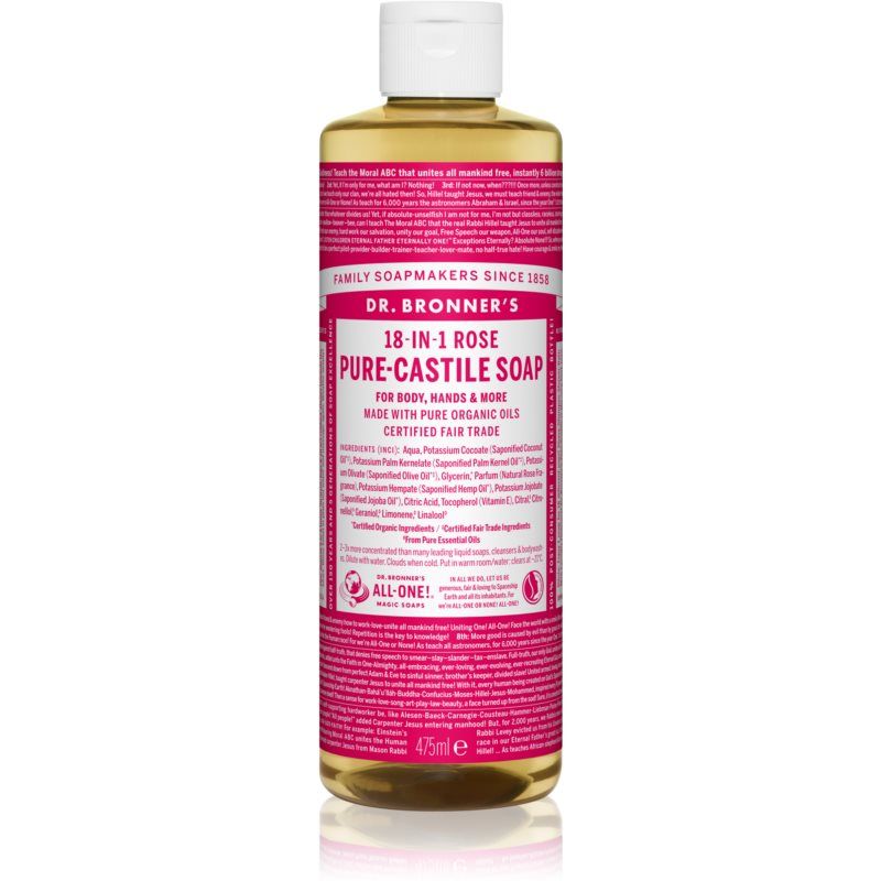 Dr. Bronner’s Rose yleiskäyttöinen nestesaippua 475 m