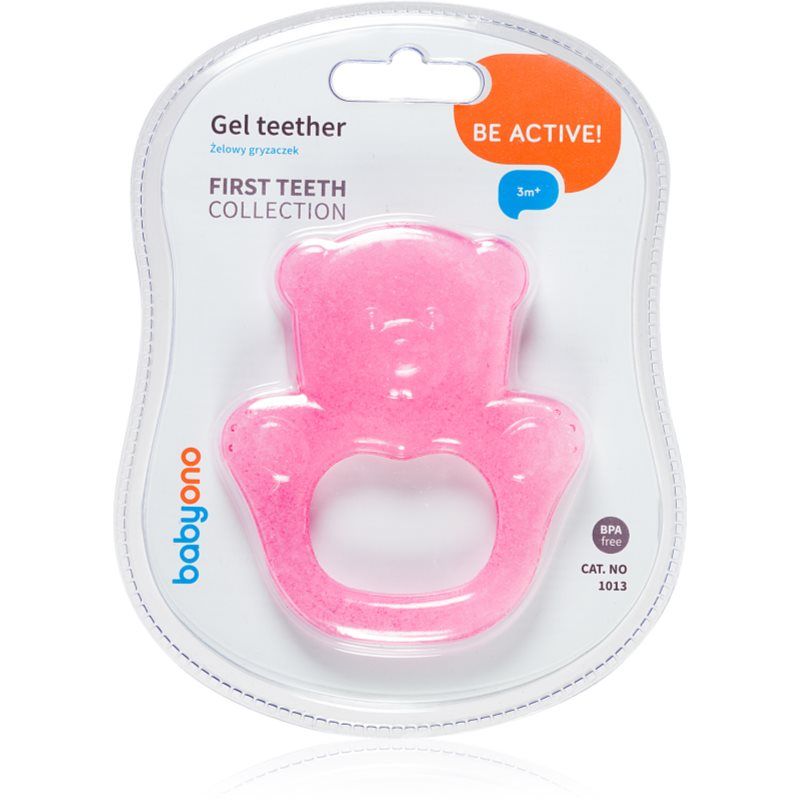 BabyOno Be Active Gel Teether purulelu Pink Bear 1 kpl