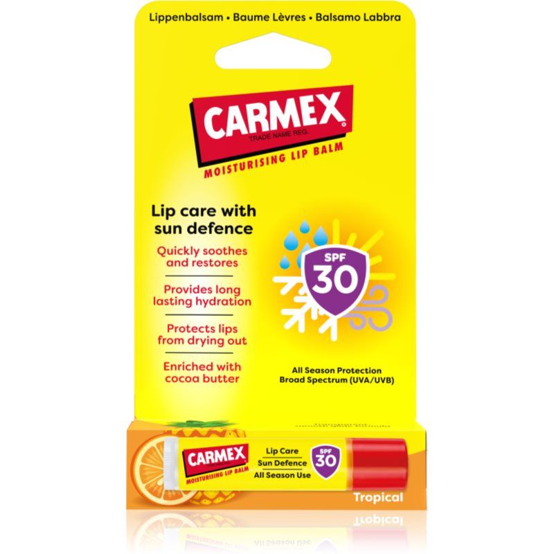 Carmex Tropical Sun Defense suojaava huulibalsami SPF 30 4,25 g