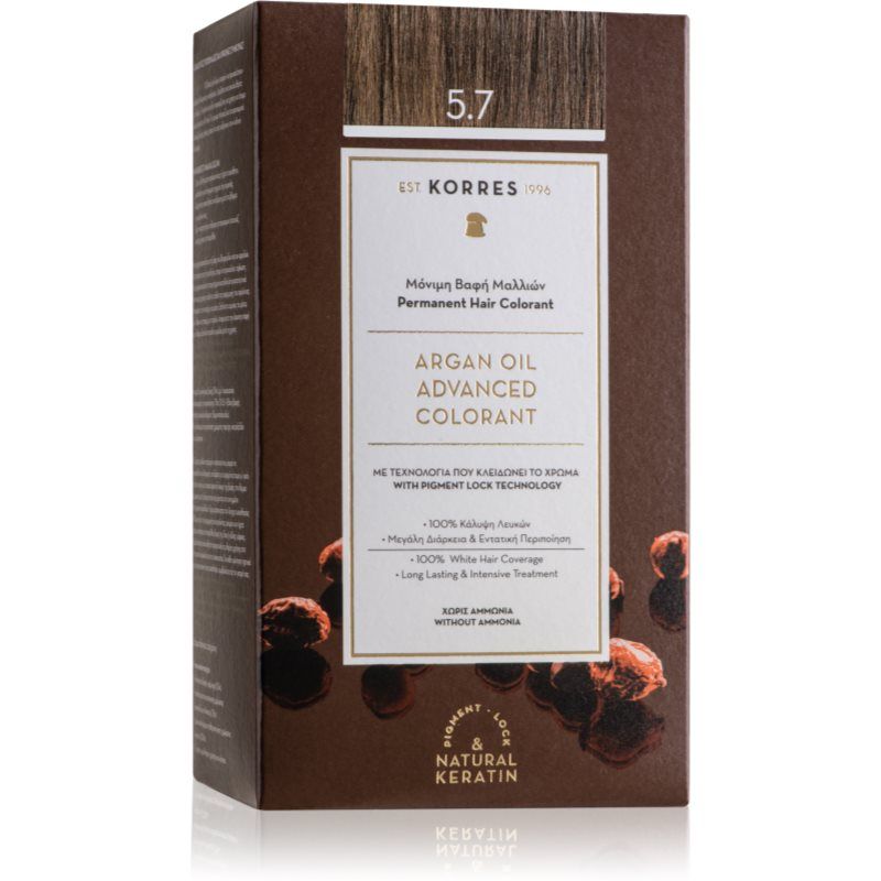 Korres Argan Oil kestohiusväri sisältää arganöljyä sävy 5.7 Chocolate 50 ml