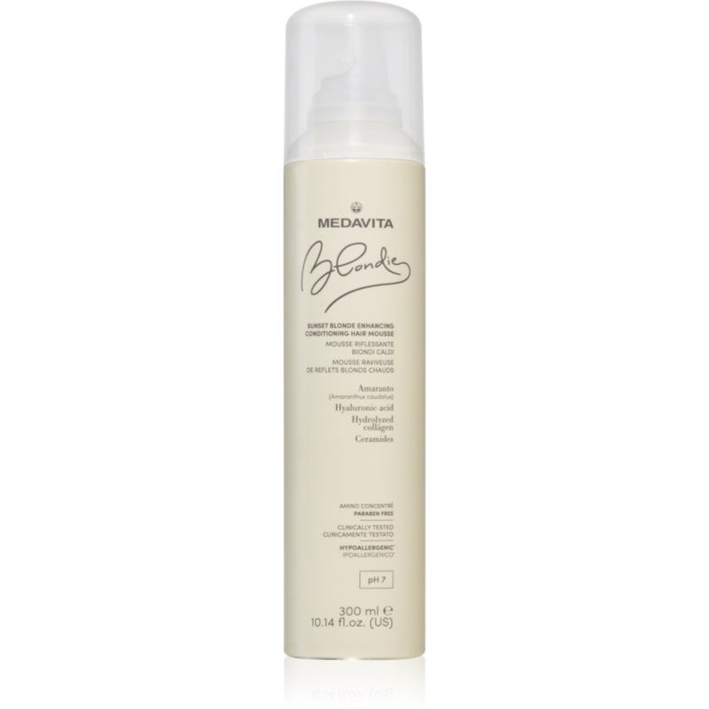 Medavita Blondie Sunset Blonde Enhancing Conditioning Hair Mouse vaahtohoitoaine lämpimän vaaleisiin sävyihin 300 ml