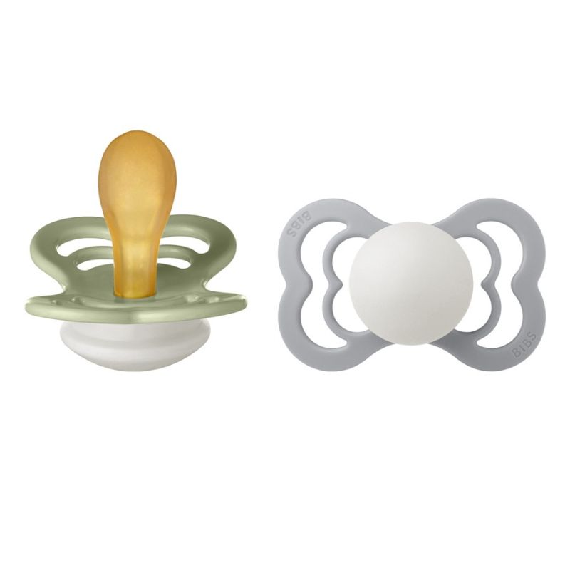 BIBS Pacifier Supreme Latex Size 2 2 kpl – Sage Glow/Cloud Glow