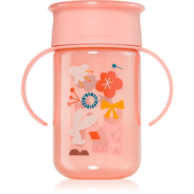 Suavinex Forest 360° harjoitusmuki varustettu pidikkeellä 12 m+ Pink 340 ml