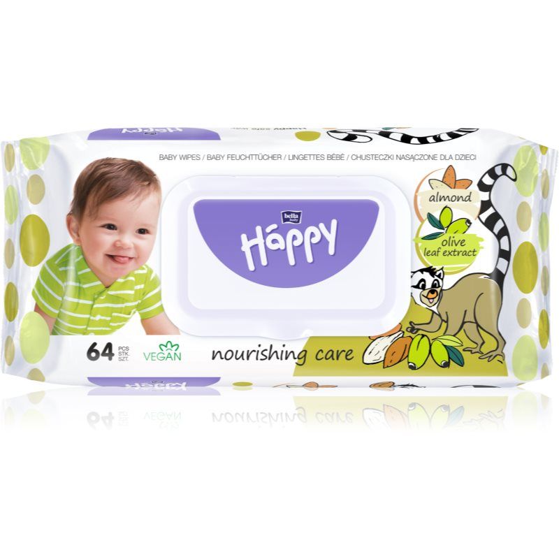 Bella Baby Happy Almond and Olive Leaf extract puhdistavat kosteuspyyhkeet lapsille 64 kpl