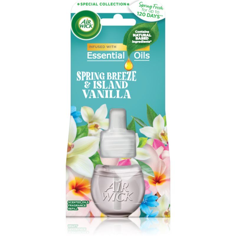 Air Wick Spring Fresh Spring Breeze & Island Vanilla sähköinen ilmanraikastin täyttöpakkaus 19 ml