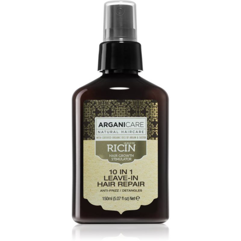 Arganicare Ricin 10 In 1 Leave-In Hair Repair hiustenhoito 10in1 ravitsemaan ja tuomaan kiiltoa 150 ml