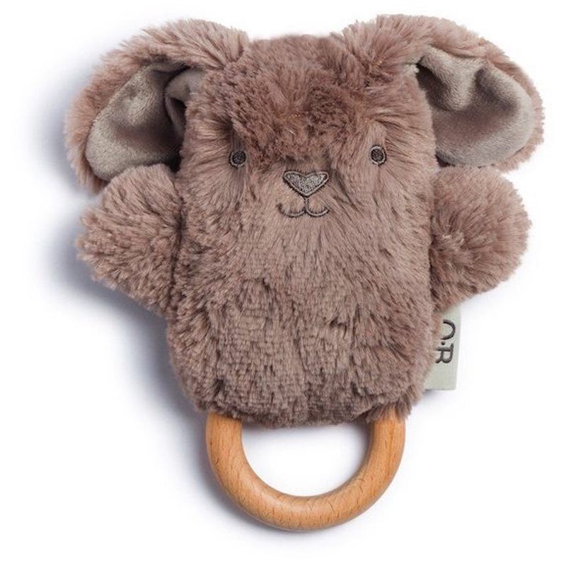 O.B Designs Bunny Soft Rattle Toy pehmolelu mukana helistin Earth Taupe 3m+ 1 kpl
