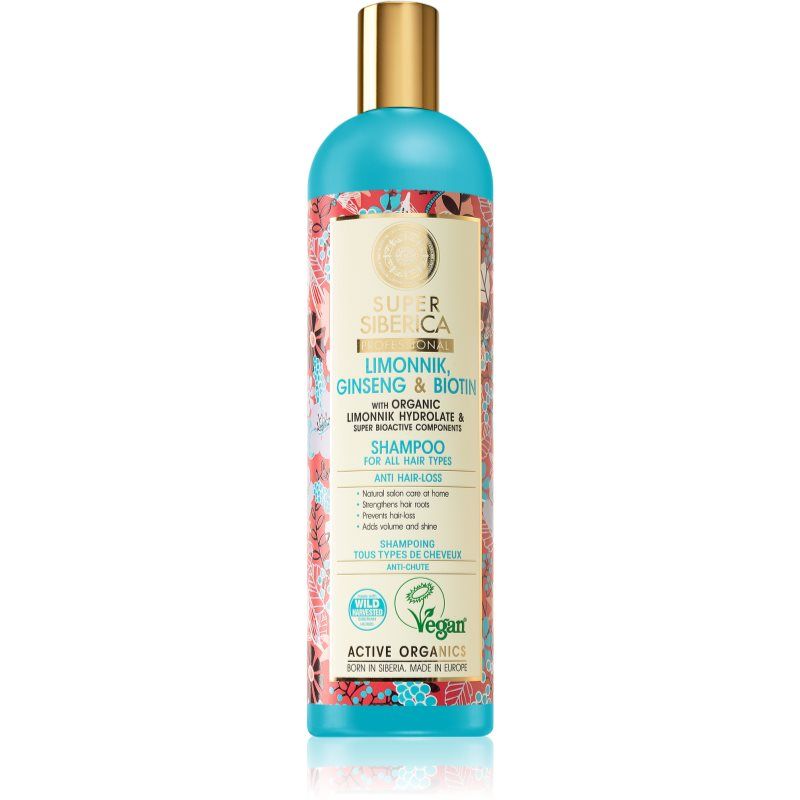 Natura Siberica Limonnik, Ginseng & Biotin shampoo hiustenlähtöön 400 ml