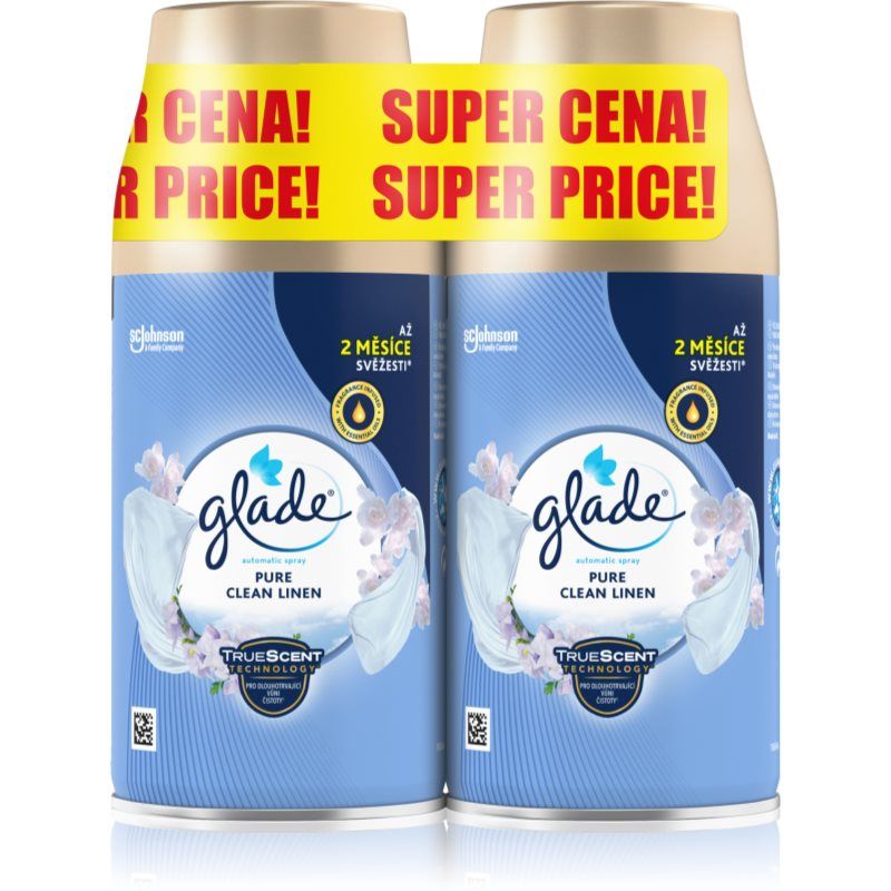 GLADE Pure Clean Linen automaattinen ilmanraikastin täyttöpakkaus 2x269 ml